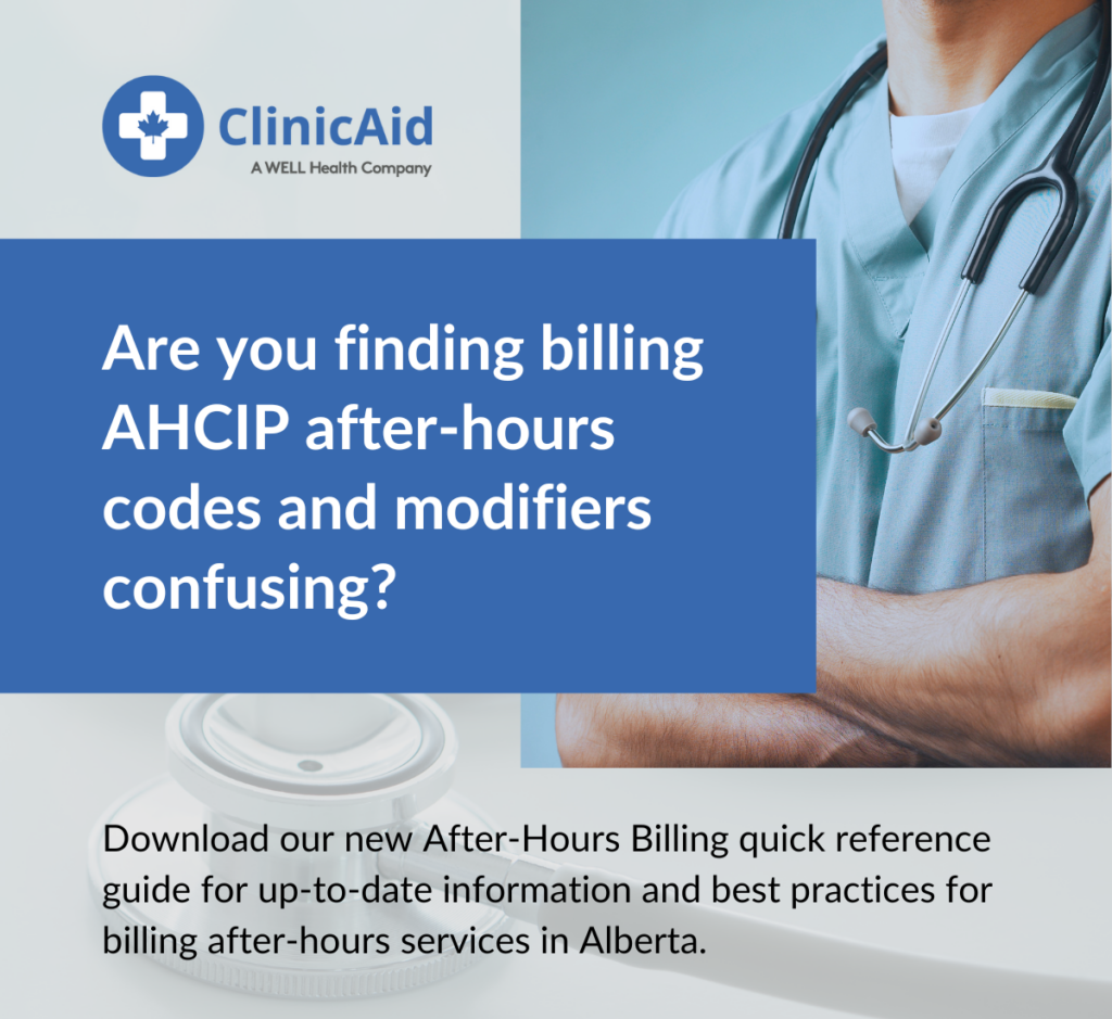 ClinicAid Alberta After-Hours Billing quick reference guide